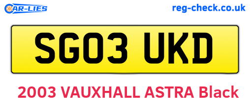 SG03UKD are the vehicle registration plates.
