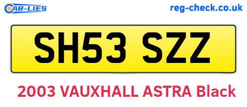 SH53SZZ are the vehicle registration plates.