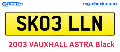 SK03LLN are the vehicle registration plates.
