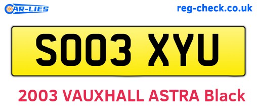 SO03XYU are the vehicle registration plates.