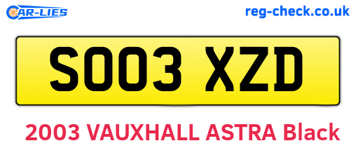 SO03XZD are the vehicle registration plates.