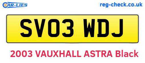 SV03WDJ are the vehicle registration plates.