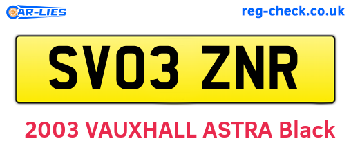 SV03ZNR are the vehicle registration plates.