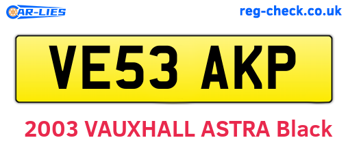 VE53AKP are the vehicle registration plates.