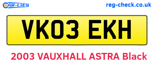 VK03EKH are the vehicle registration plates.