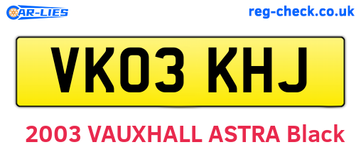 VK03KHJ are the vehicle registration plates.