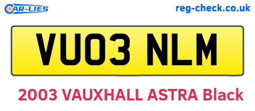 VU03NLM are the vehicle registration plates.
