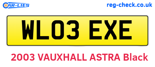 WL03EXE are the vehicle registration plates.