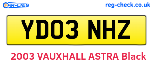 YD03NHZ are the vehicle registration plates.