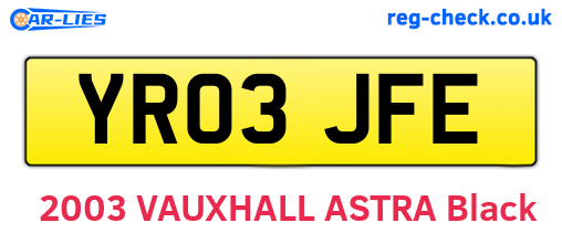 YR03JFE are the vehicle registration plates.