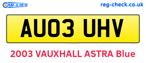 AU03UHV are the vehicle registration plates.