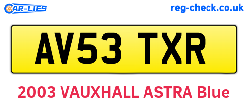 AV53TXR are the vehicle registration plates.