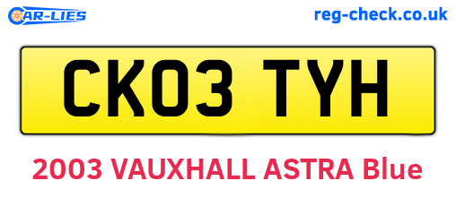CK03TYH are the vehicle registration plates.