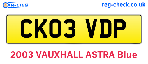 CK03VDP are the vehicle registration plates.