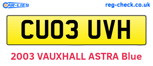 CU03UVH are the vehicle registration plates.