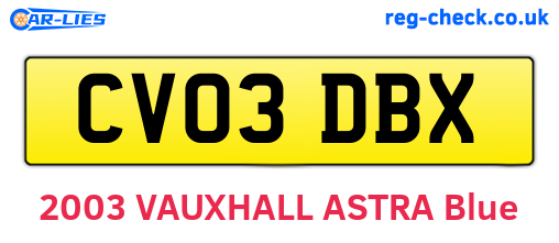 CV03DBX are the vehicle registration plates.