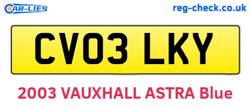 CV03LKY are the vehicle registration plates.