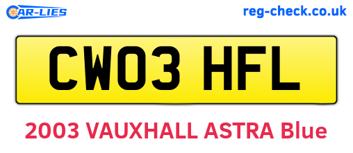 CW03HFL are the vehicle registration plates.