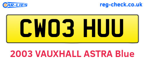CW03HUU are the vehicle registration plates.