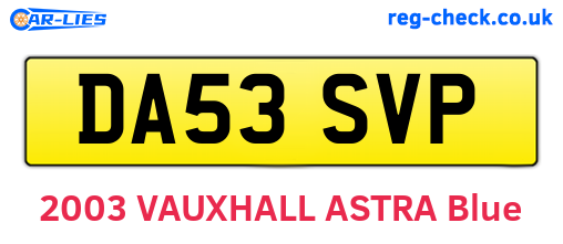 DA53SVP are the vehicle registration plates.