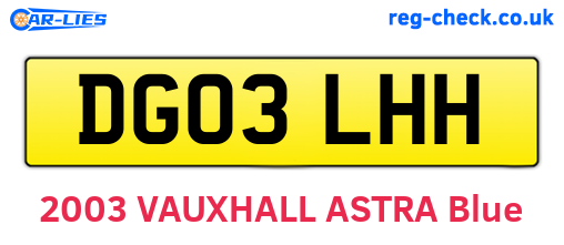 DG03LHH are the vehicle registration plates.