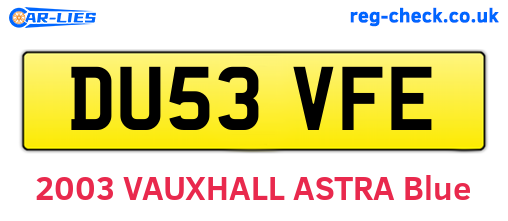 DU53VFE are the vehicle registration plates.