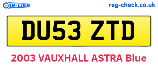 DU53ZTD are the vehicle registration plates.