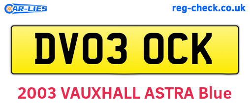 DV03OCK are the vehicle registration plates.