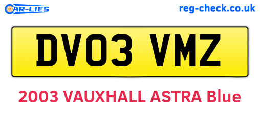 DV03VMZ are the vehicle registration plates.