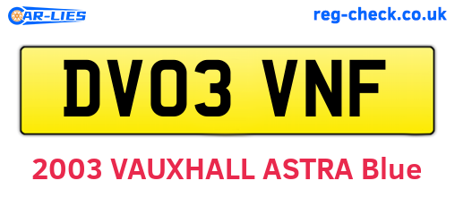 DV03VNF are the vehicle registration plates.