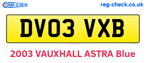 DV03VXB are the vehicle registration plates.