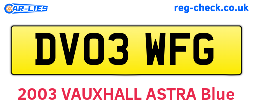 DV03WFG are the vehicle registration plates.