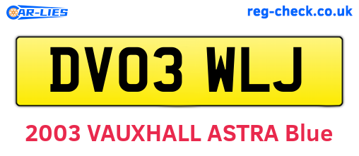 DV03WLJ are the vehicle registration plates.