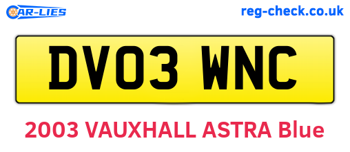 DV03WNC are the vehicle registration plates.
