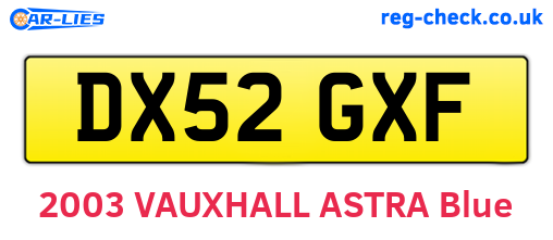 DX52GXF are the vehicle registration plates.