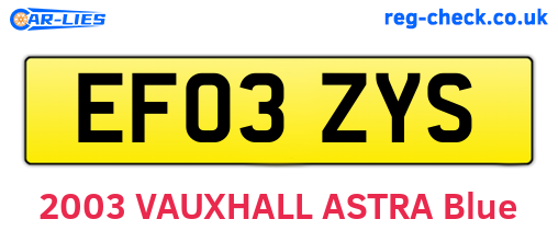 EF03ZYS are the vehicle registration plates.