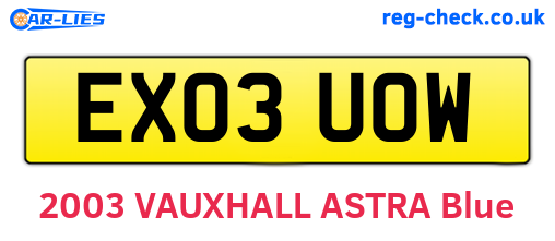 EX03UOW are the vehicle registration plates.