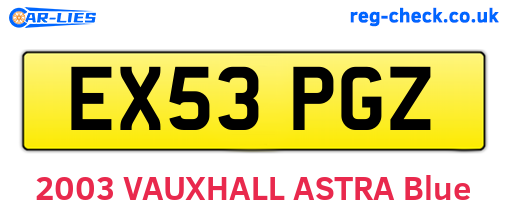 EX53PGZ are the vehicle registration plates.