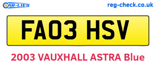 FA03HSV are the vehicle registration plates.