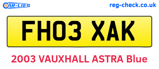 FH03XAK are the vehicle registration plates.