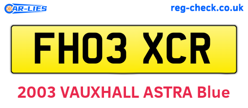 FH03XCR are the vehicle registration plates.