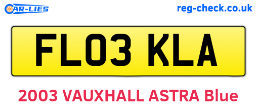 FL03KLA are the vehicle registration plates.
