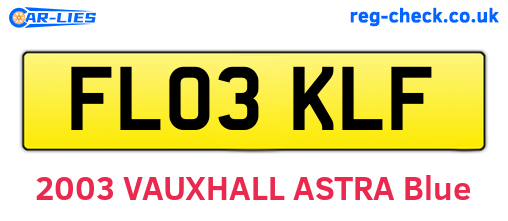 FL03KLF are the vehicle registration plates.