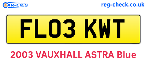 FL03KWT are the vehicle registration plates.