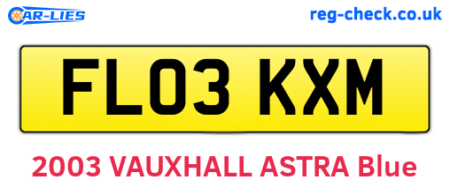 FL03KXM are the vehicle registration plates.