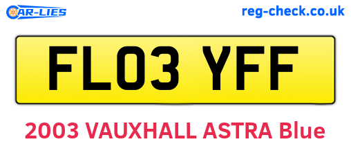 FL03YFF are the vehicle registration plates.