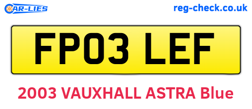 FP03LEF are the vehicle registration plates.