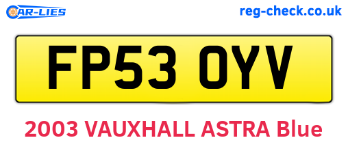 FP53OYV are the vehicle registration plates.