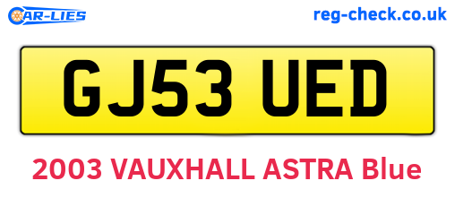 GJ53UED are the vehicle registration plates.