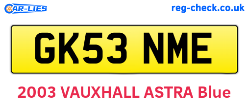 GK53NME are the vehicle registration plates.